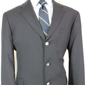 44R Tommy Hilfiger Navy Blue Gold Btns Wool Blazer